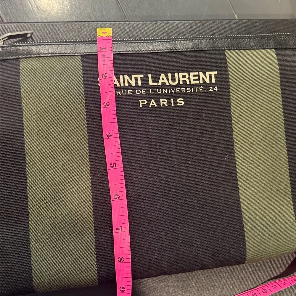 Saint Laurent Black/Green Stripe Canvas Zip Pouch - Picture 13 of 13